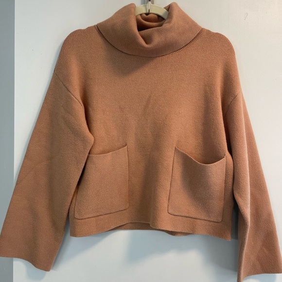 Truth By Republic Sweaters - Truth by Republic, Small, caramel color pouch pocket cowl turtleneck sweater